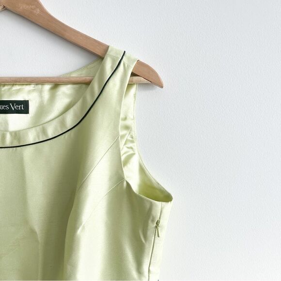 Jacques Vert Sheath Dress Green Black Embroidered Women's 14 Sleeveless - Picture 3 of 13